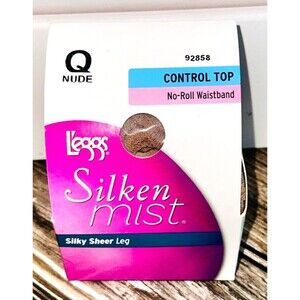 Leggs Pantyhose No Roll Control Top Silken Mist Ultra Silky Sheer Leg Q Nude